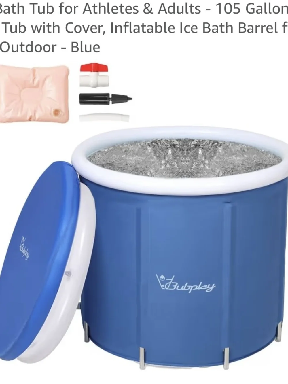 Blue Portable Soak Tub with Lid